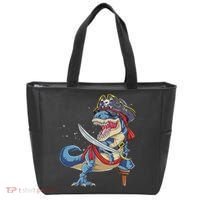 Dinosaur T Rex Pirate Jolly Roger Halloween Funny Tote Bag thumb 0