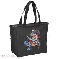 Dinosaur T Rex Pirate Jolly Roger Halloween Funny Tote Bag thumb 2