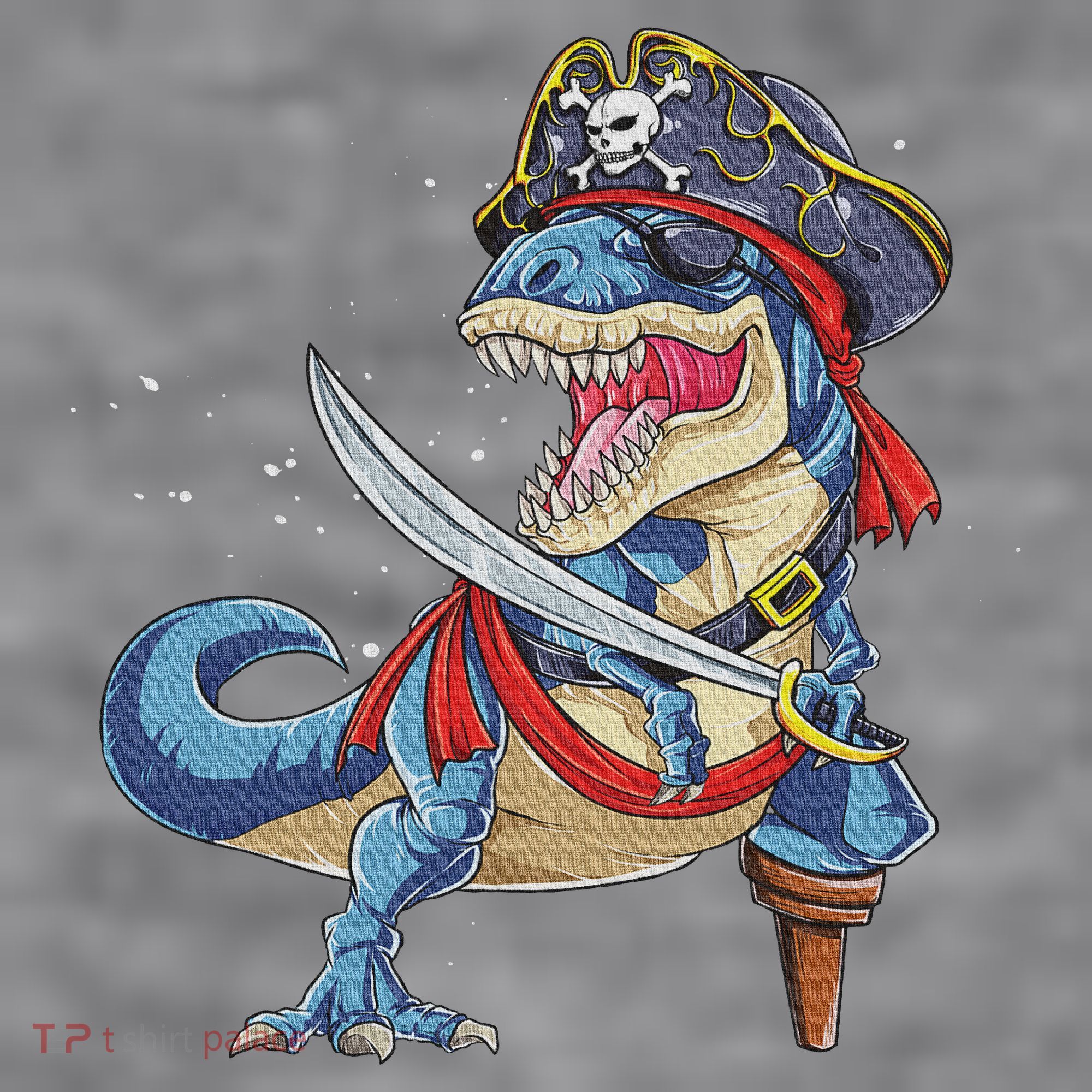 Dinosaur T Rex Pirate Jolly Roger Halloween Funny Women's Racerback Cropped Tank