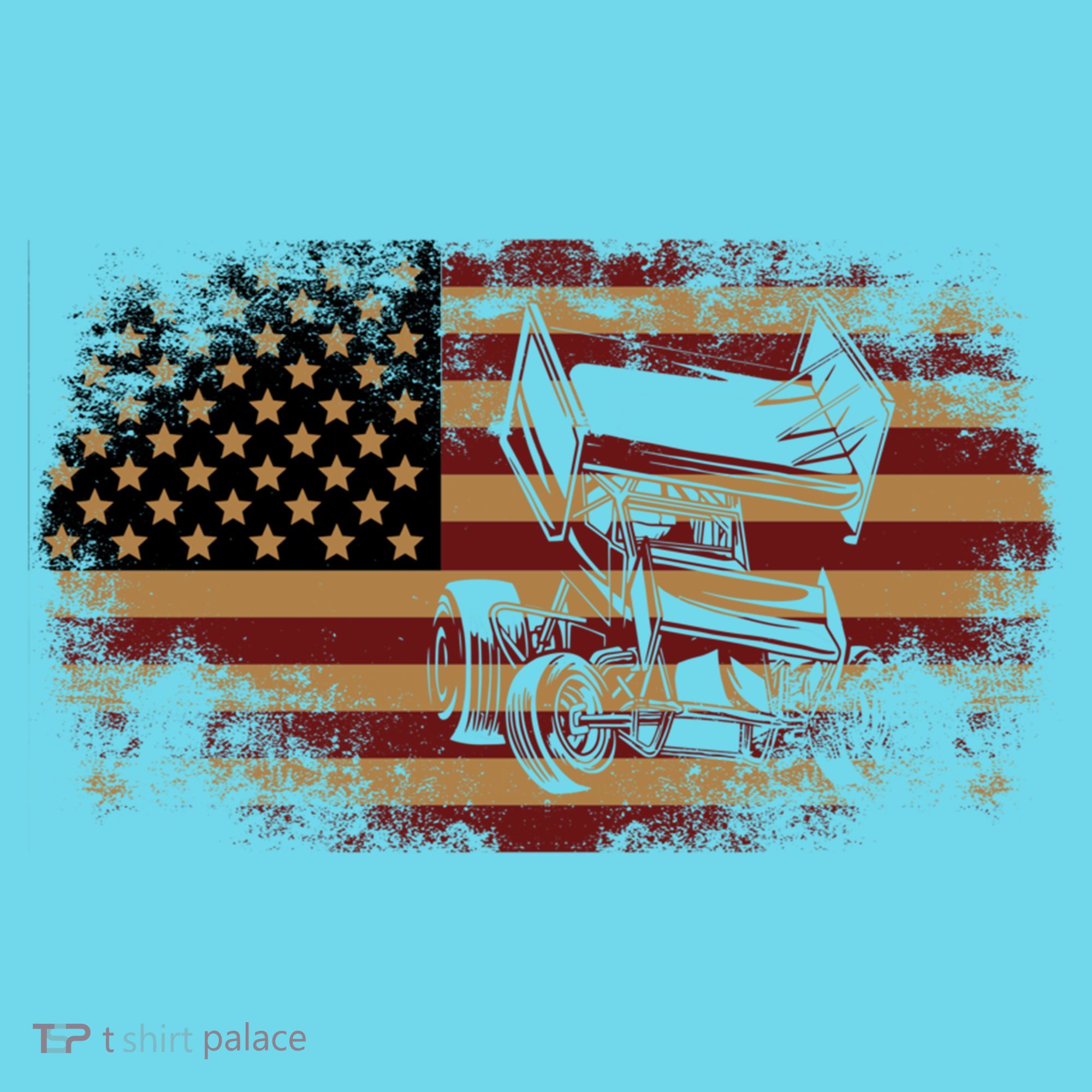 Dirt Track Racing Sprint Car Vintage Usa American Flag Gift T-Shirt