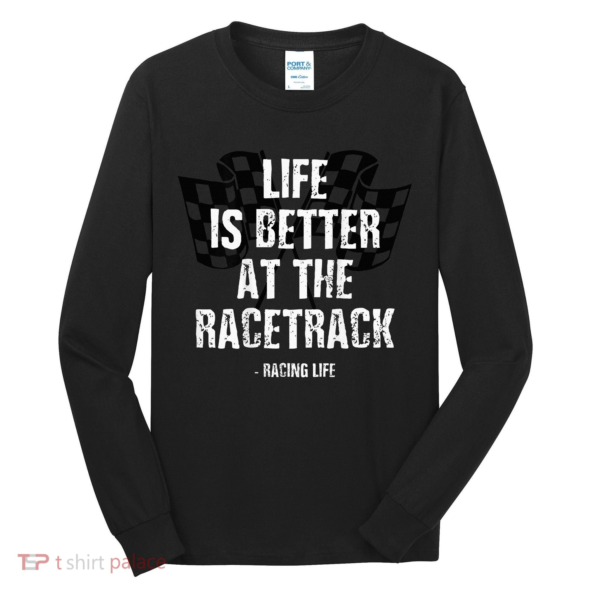 Dirt Track Racing Gear Checker Flag Racing Race Flag Tall Long Sleeve Shirt