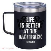 Dirt Track Racing Gear Checker Flag Racing Race Flag 12oz Stainless Steel Coffee Mug thumb 2