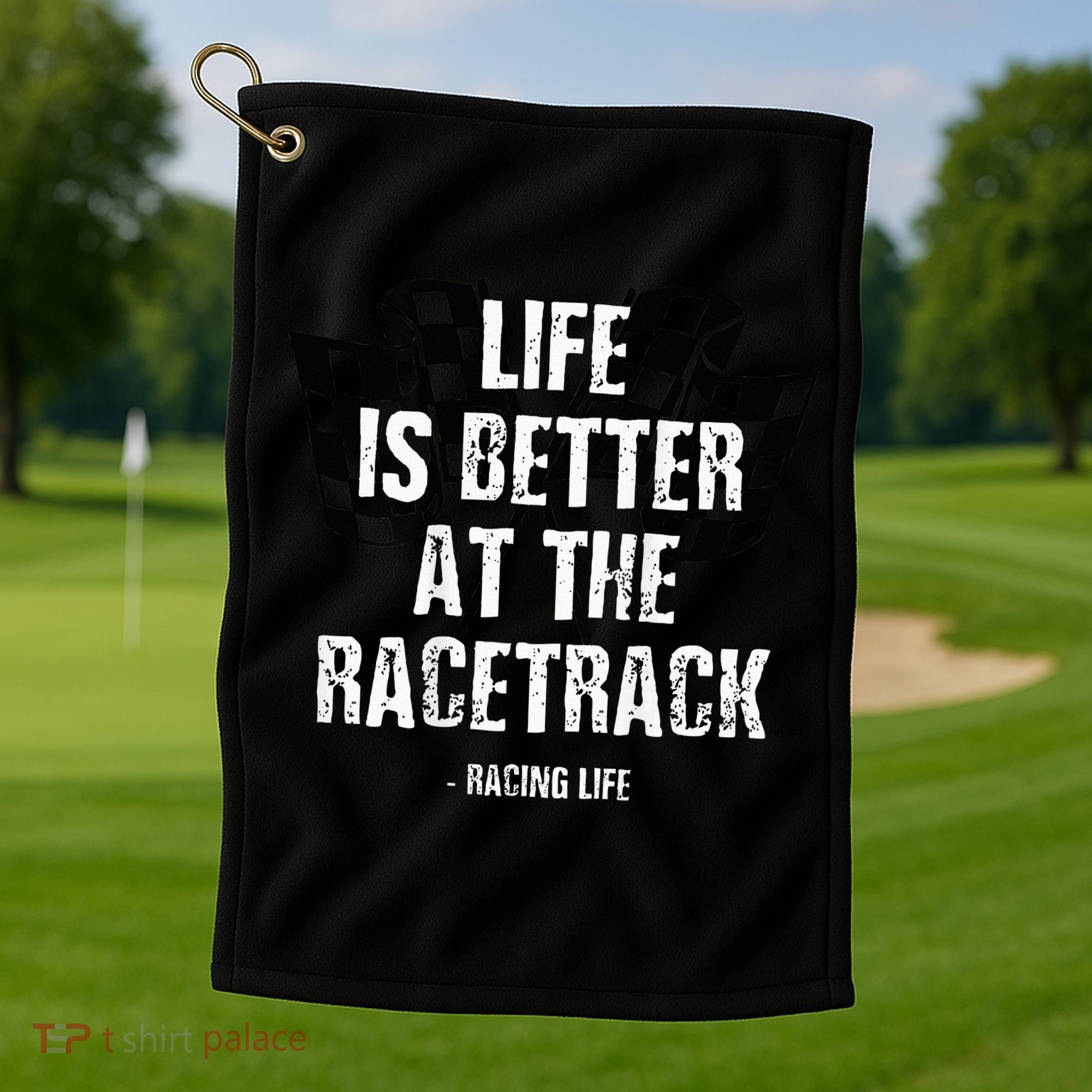 Dirt Track Racing Gear Checker Flag Racing Race Flag Golf Towel