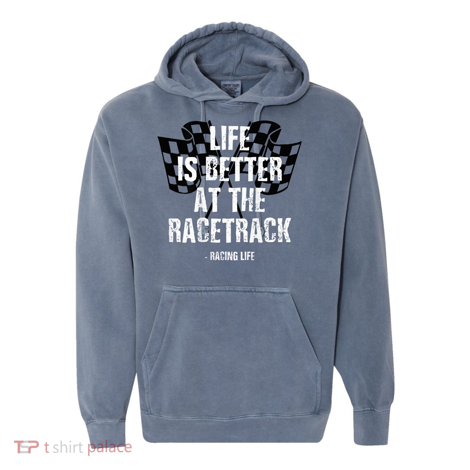 Dirt Track Racing Gear Checker Flag Racing Race Flag Comfort Colors Garment-Dyed Hooded Sweatshirt