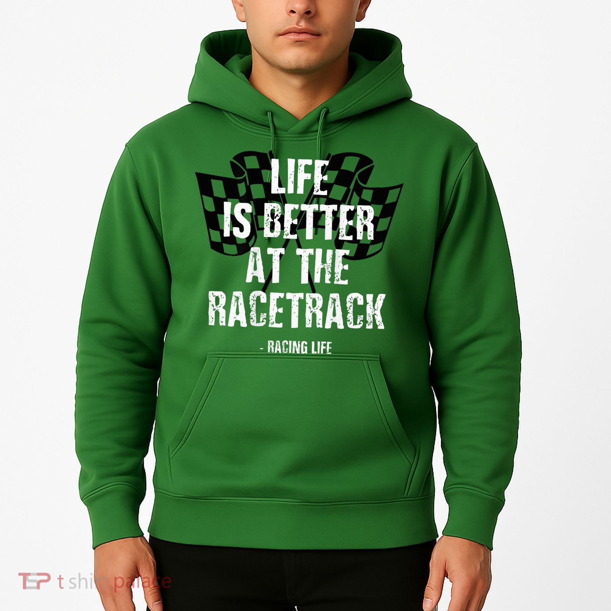 Dirt Track Racing Gear Checker Flag Racing Race Flag Hoodie