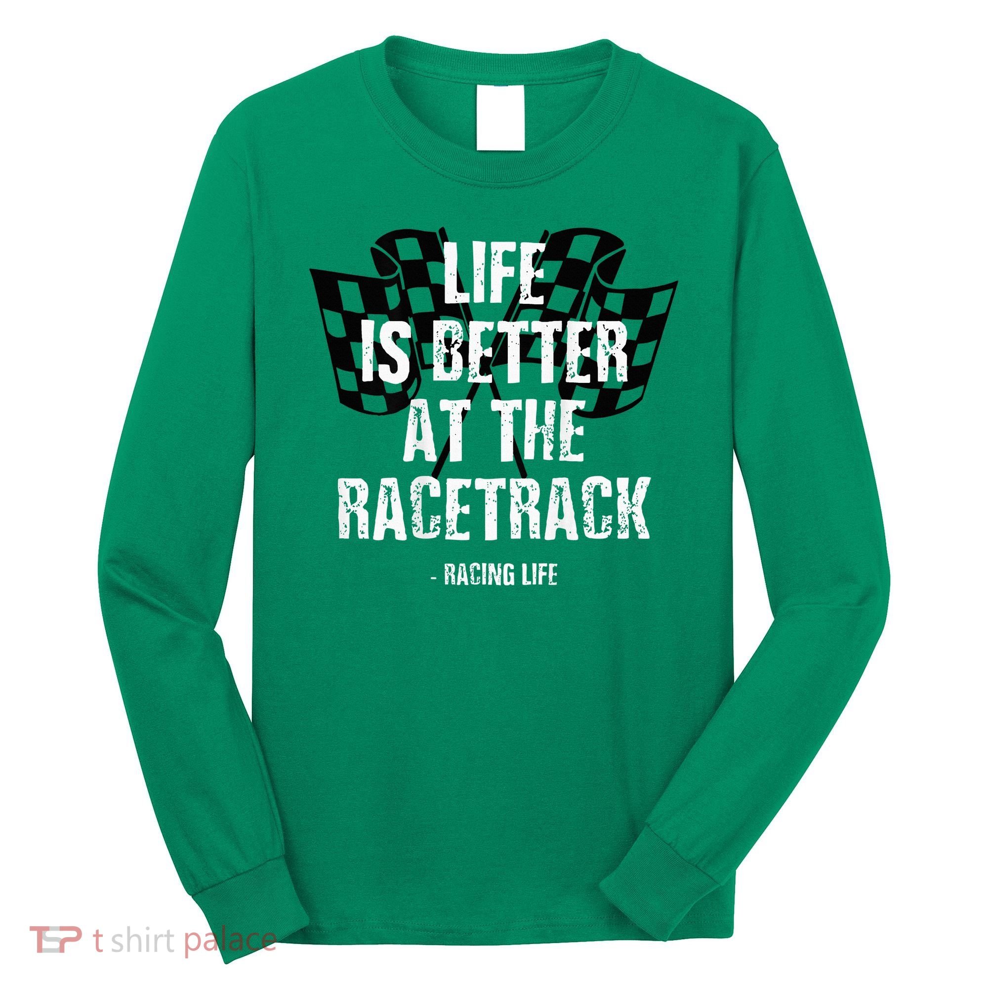 Dirt Track Racing Gear Checker Flag Racing Race Flag Long Sleeve Shirt