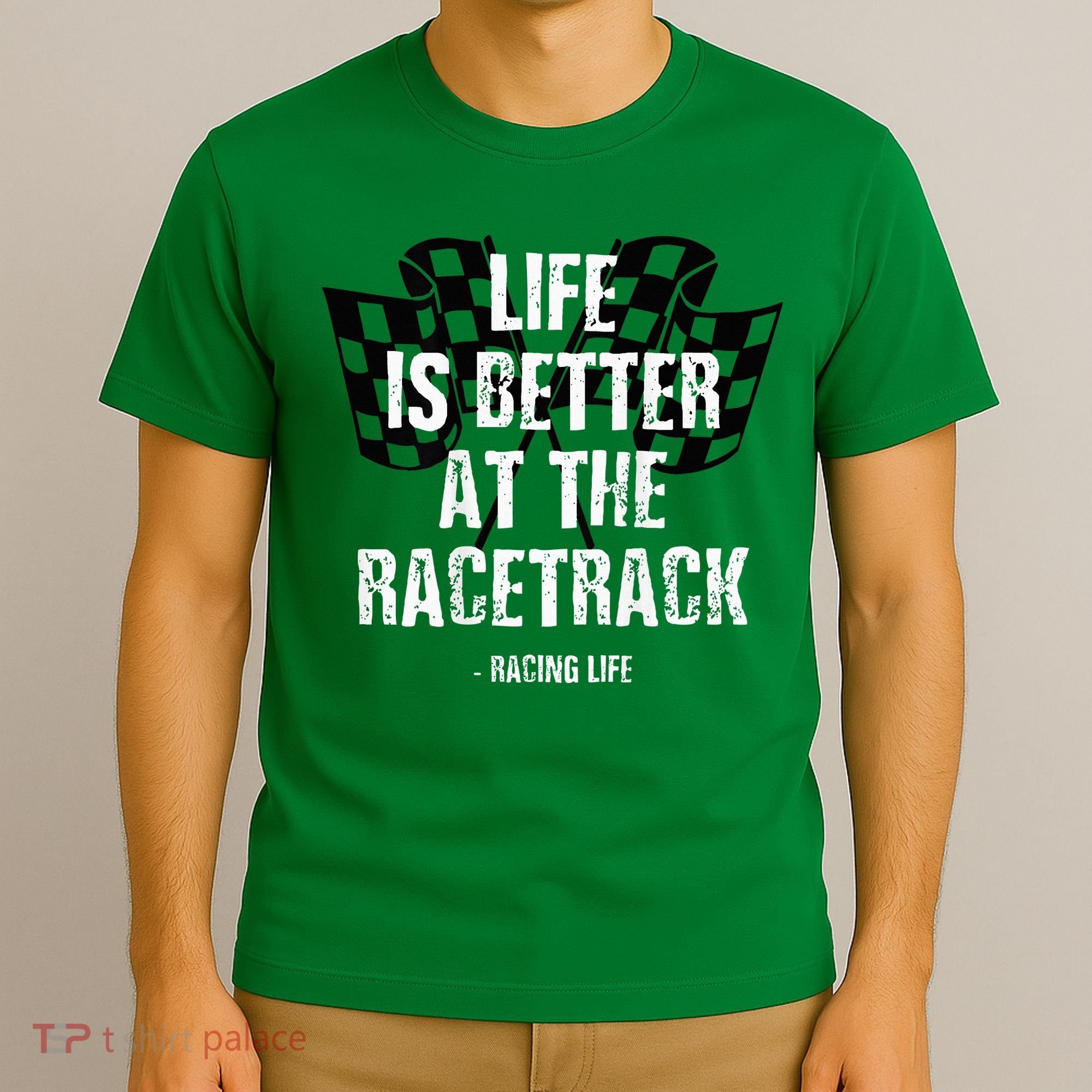 Dirt Track Racing Gear Checker Flag Racing Race Flag T-Shirt