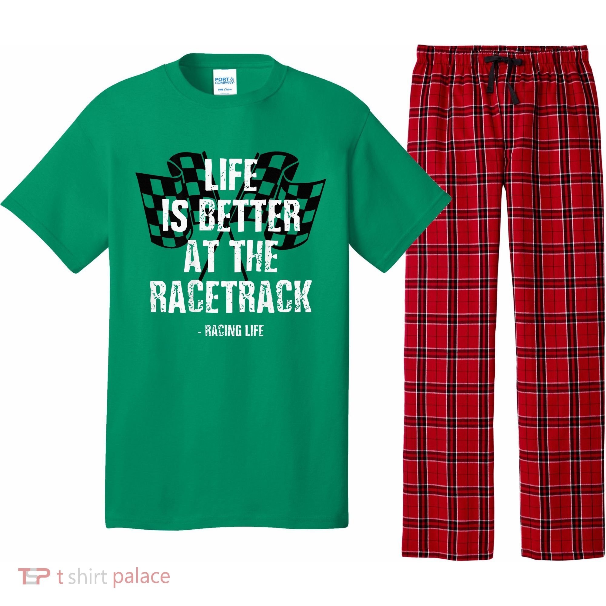 Dirt Track Racing Gear Checker Flag Racing Race Flag Pajama Set