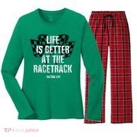 Dirt Track Racing Gear Checker Flag Racing Race Flag Women's Long Sleeve Flannel Pajama Set  thumb 0