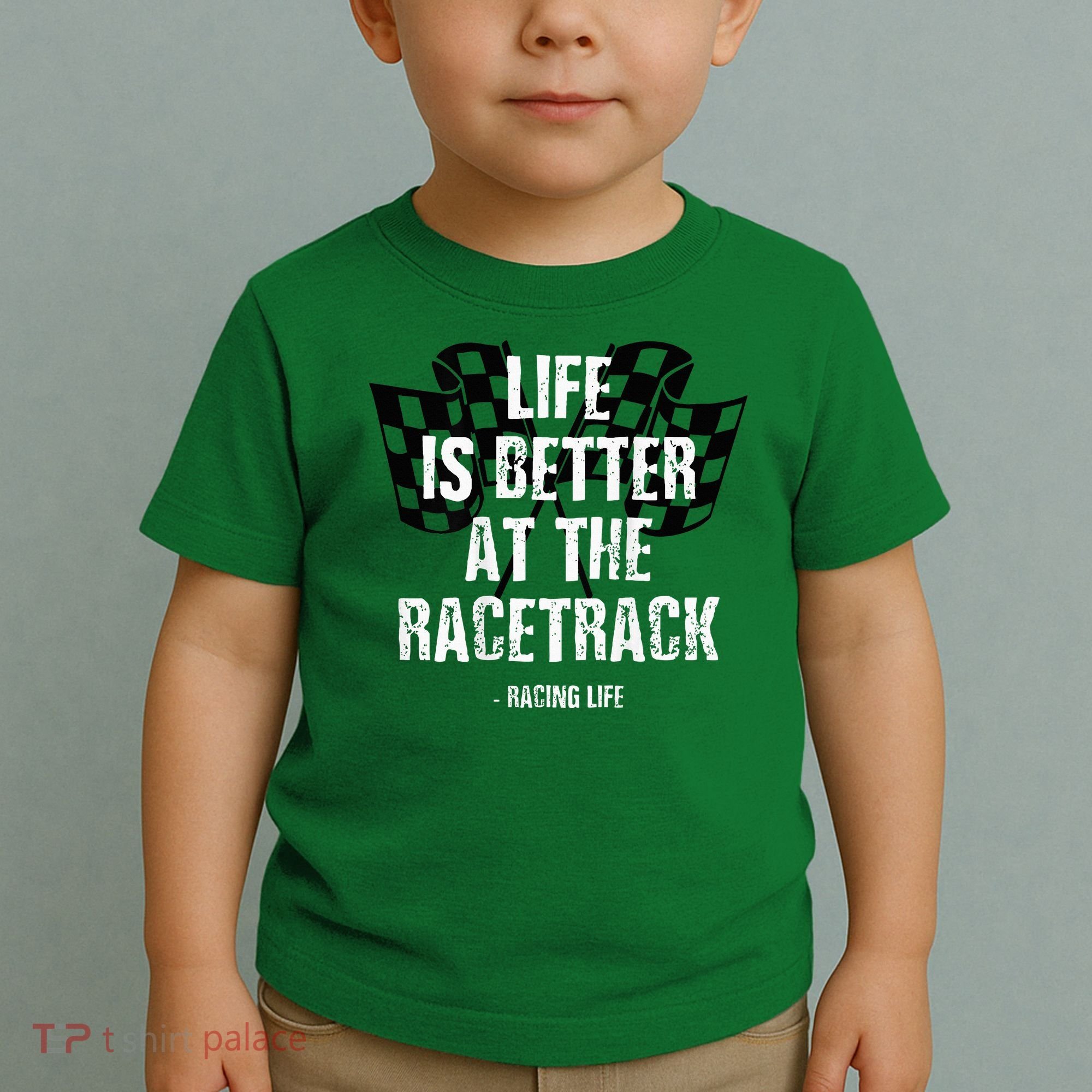 Dirt Track Racing Gear Checker Flag Racing Race Flag Toddler T-Shirt