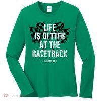 Dirt Track Racing Gear Checker Flag Racing Race Flag Women's Long Sleeve Shirt thumb 0