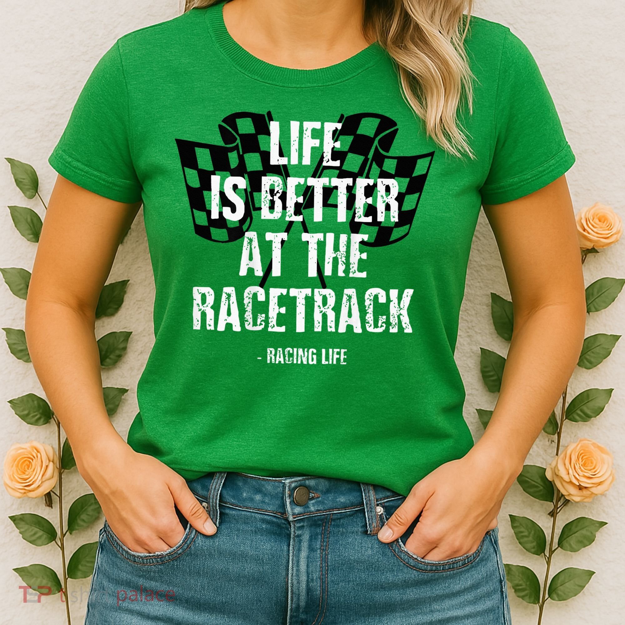 Dirt Track Racing Gear Checker Flag Racing Race Flag Women's T-Shirt