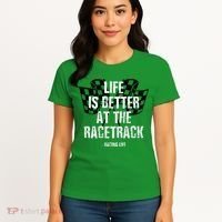 Dirt Track Racing Gear Checker Flag Racing Race Flag Women's T-Shirt thumb 4