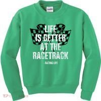 Dirt Track Racing Gear Checker Flag Racing Race Flag Kids Sweatshirt thumb 0