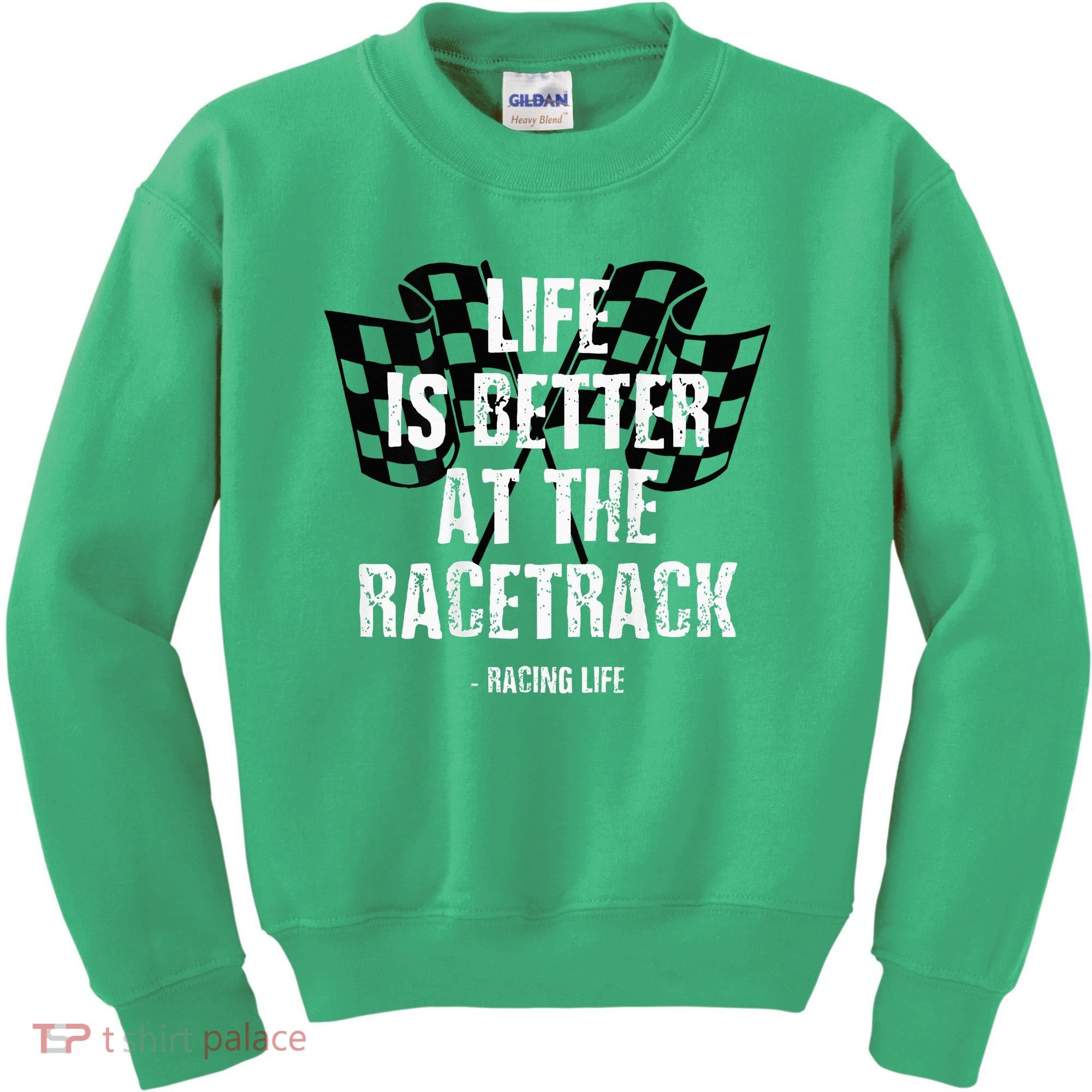 Dirt Track Racing Gear Checker Flag Racing Race Flag Kids Sweatshirt