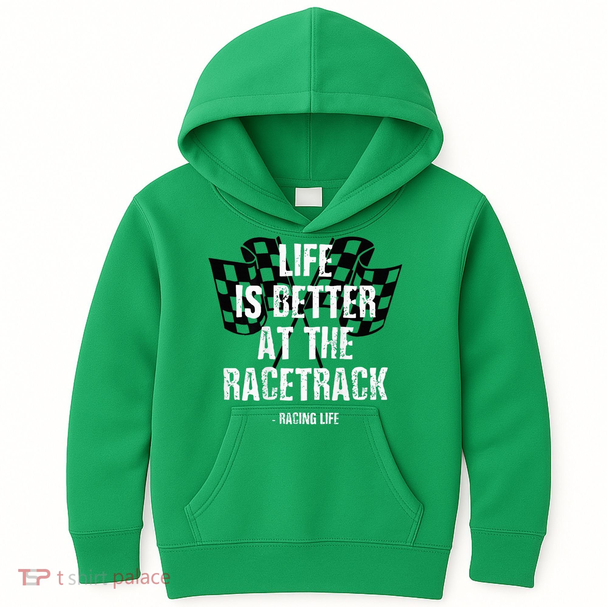 Dirt Track Racing Gear Checker Flag Racing Race Flag Kids Hoodie