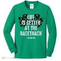 Dirt Track Racing Gear Checker Flag Racing Race Flag Kids Long Sleeve Shirt thumb 0