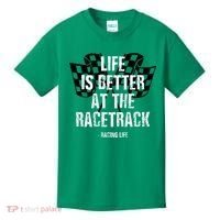 Dirt Track Racing Gear Checker Flag Racing Race Flag Kids T-Shirt thumb 0