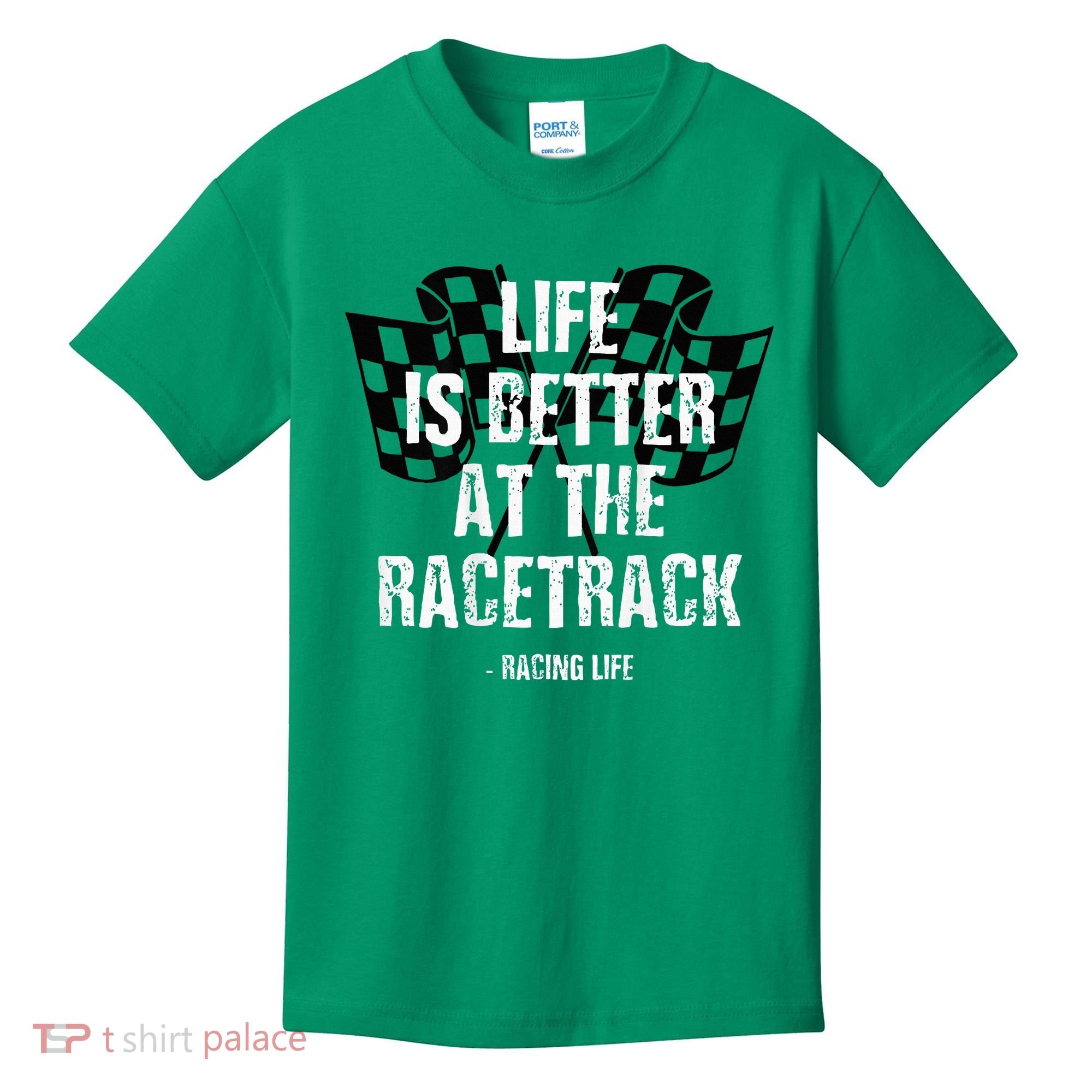 Dirt Track Racing Gear Checker Flag Racing Race Flag Kids T-Shirt