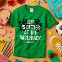 Dirt Track Racing Gear Checker Flag Racing Race Flag Kids T-Shirt thumb 3