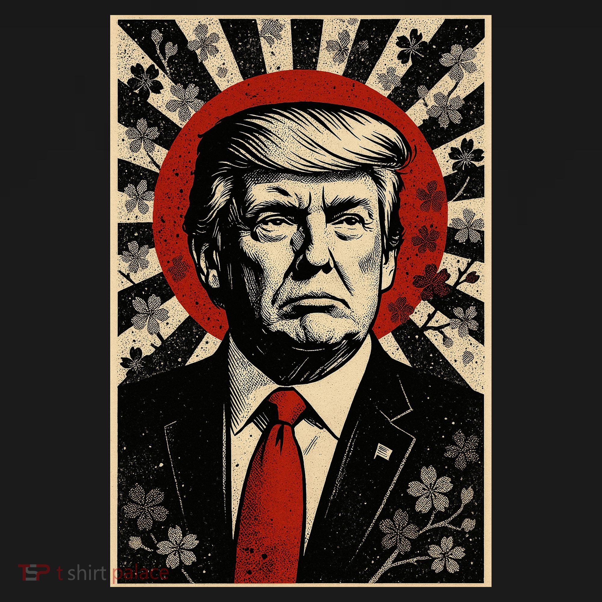 Donald Trump Rising Sun Power Cherry Blossom Propaganda Coaster