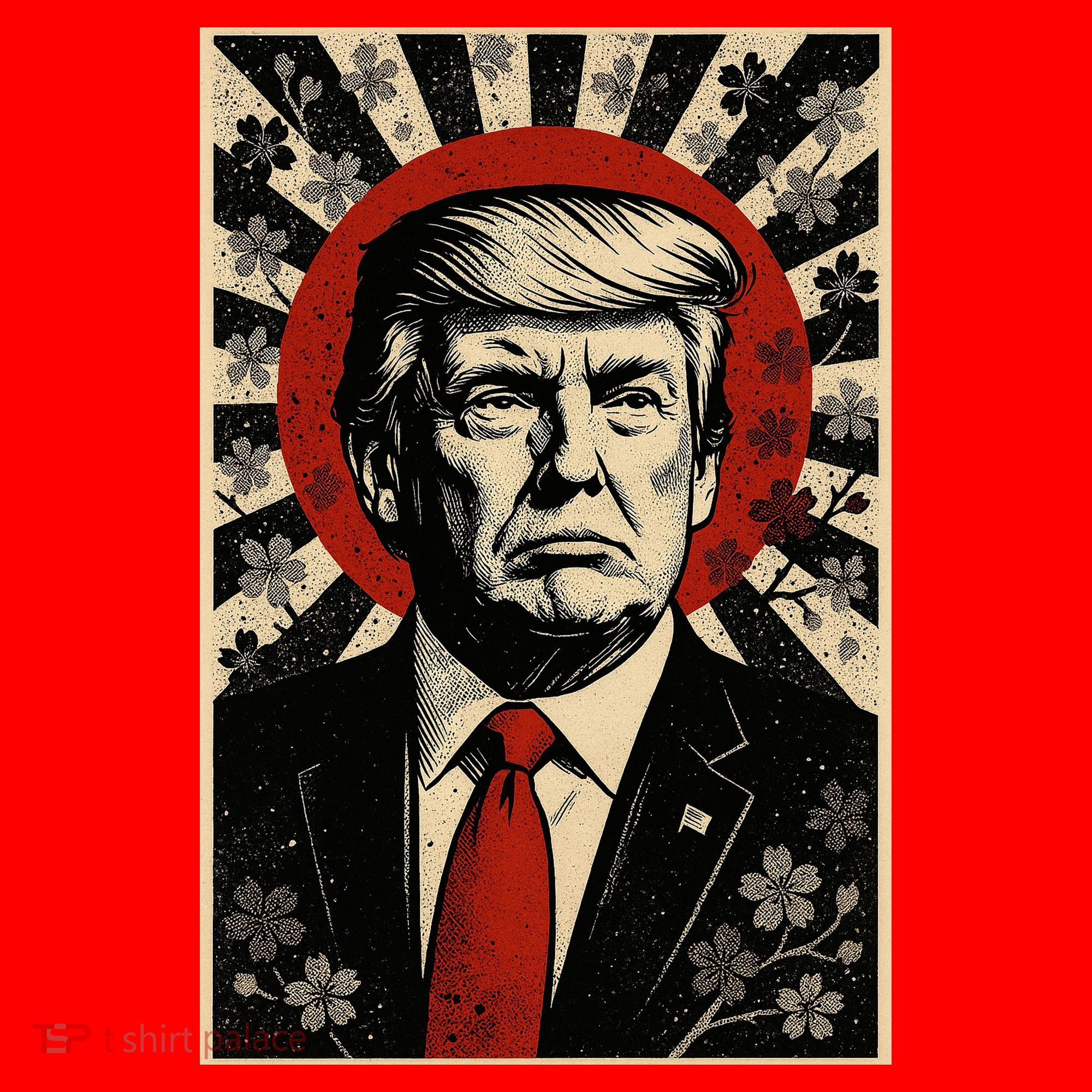Donald Trump Rising Sun Power Cherry Blossom Propaganda Santa Hat
