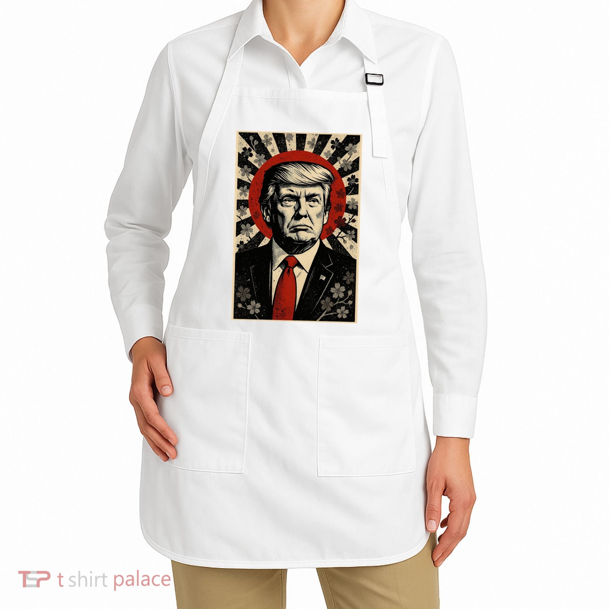 Donald Trump Rising Sun Power Cherry Blossom Propaganda Apron