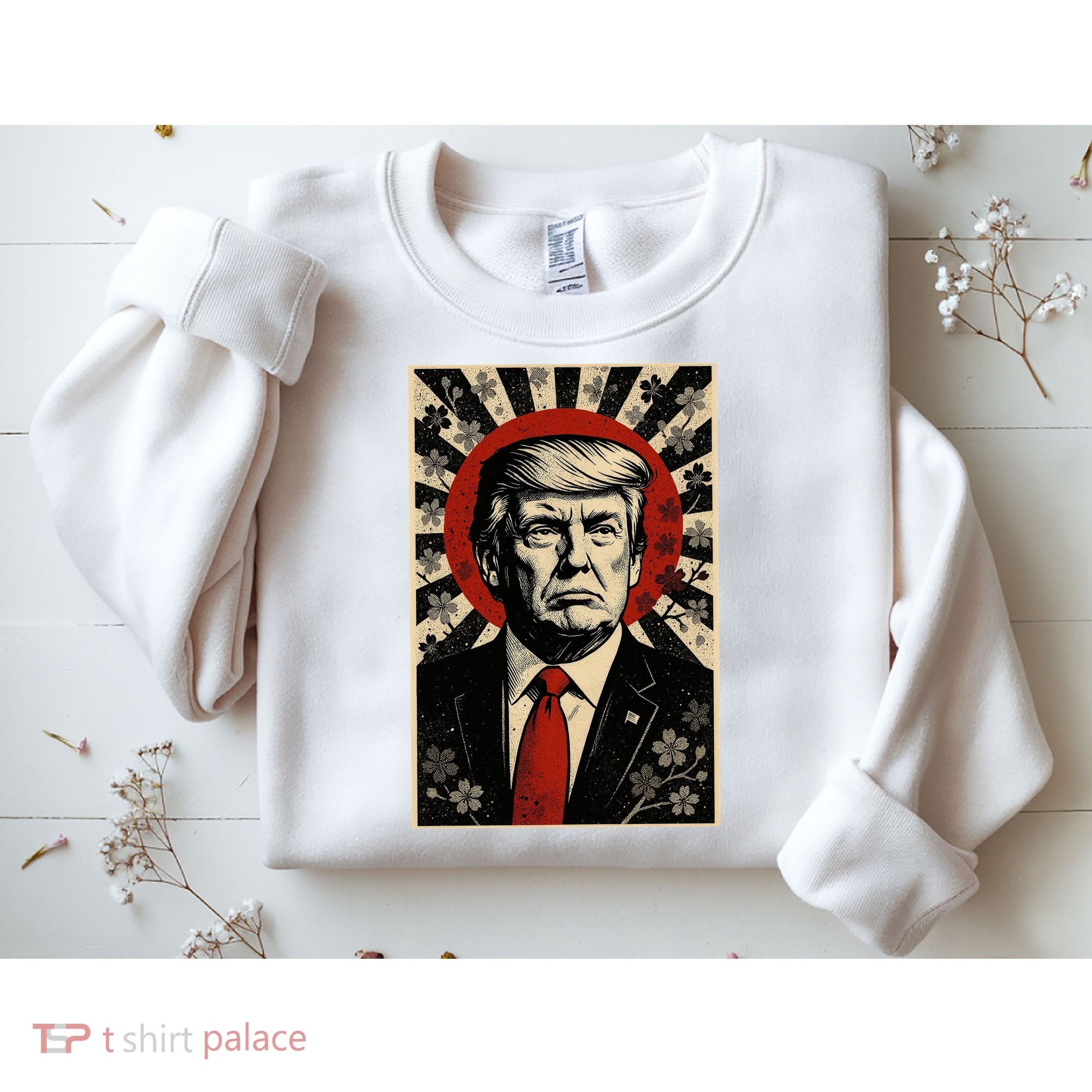 Donald Trump Rising Sun Power Cherry Blossom Propaganda Sweatshirt