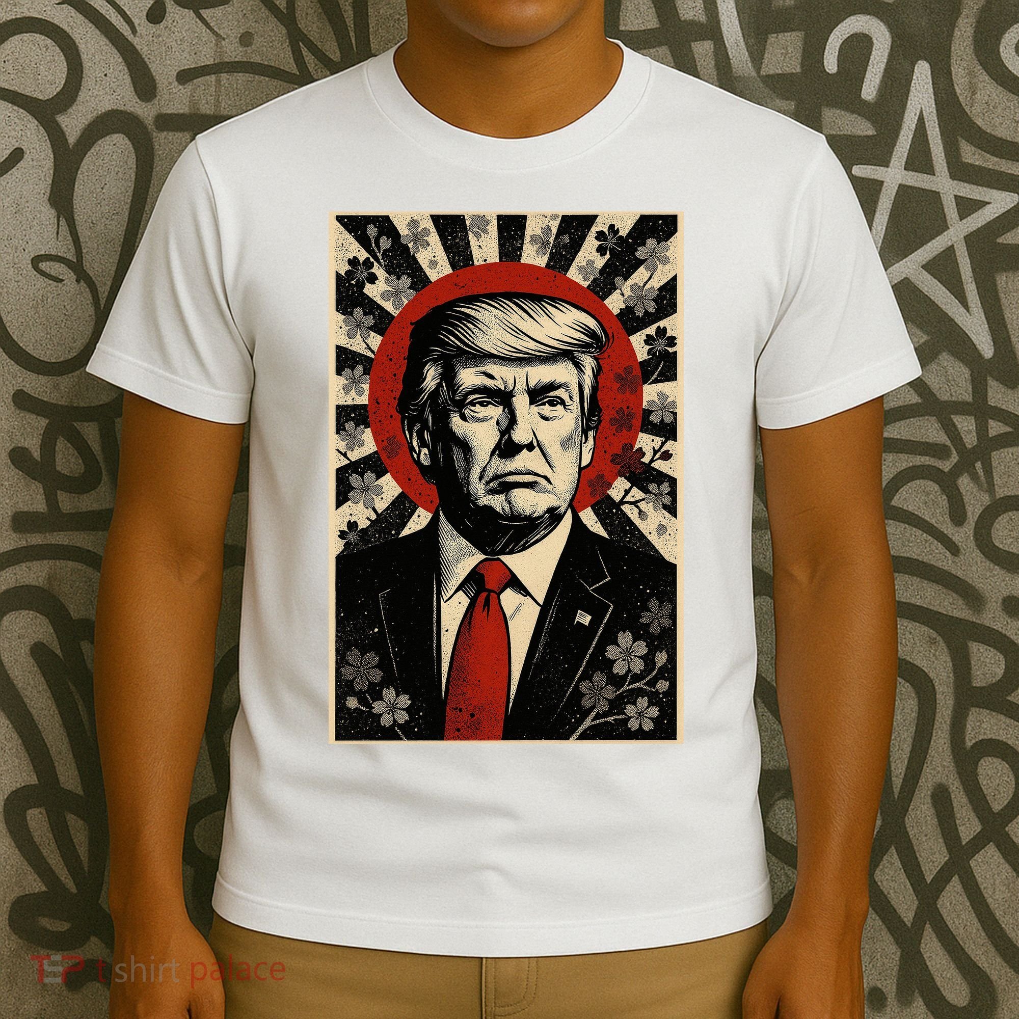 Donald Trump Rising Sun Power Cherry Blossom Propaganda T-Shirt