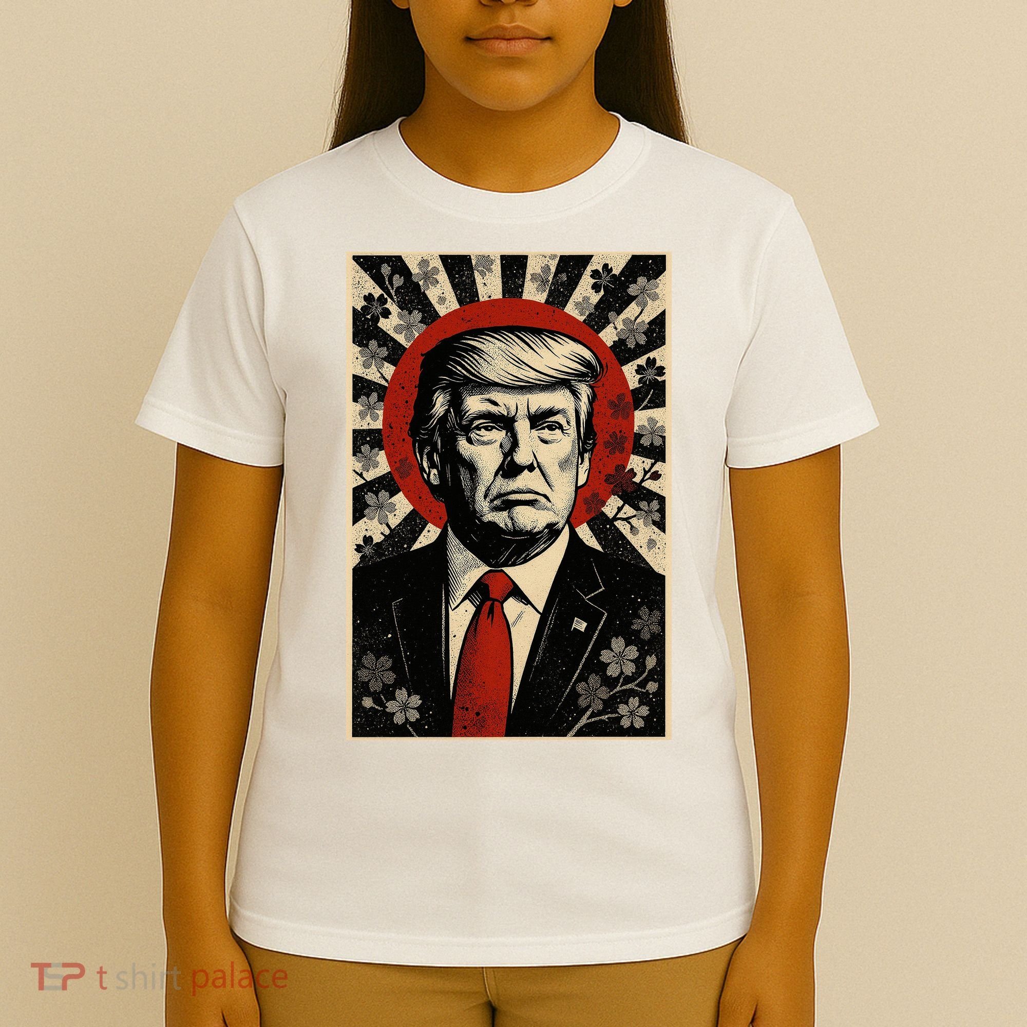 Donald Trump Rising Sun Power Cherry Blossom Propaganda T-Shirt