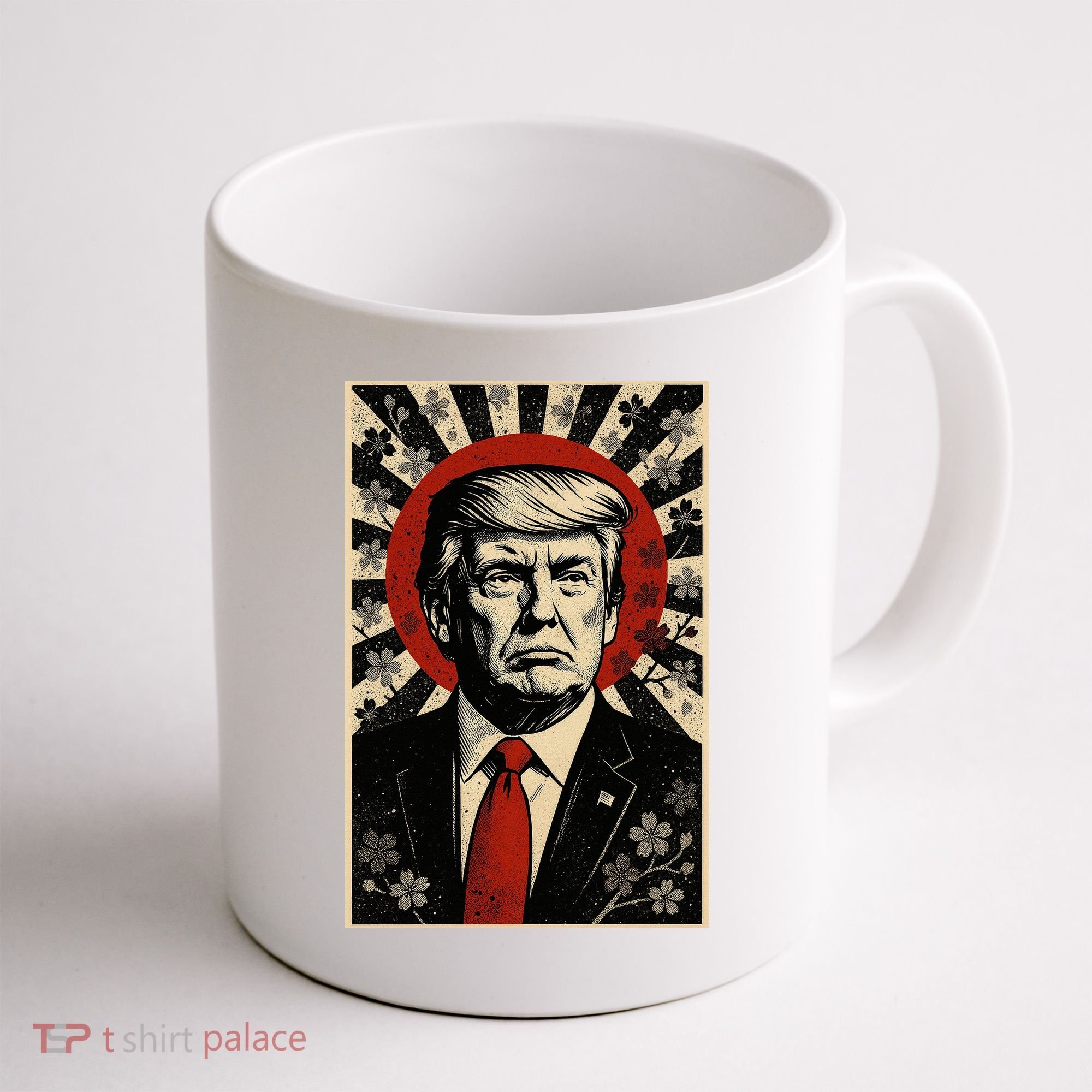 Donald Trump Rising Sun Power Cherry Blossom Propaganda Coffee Mug
