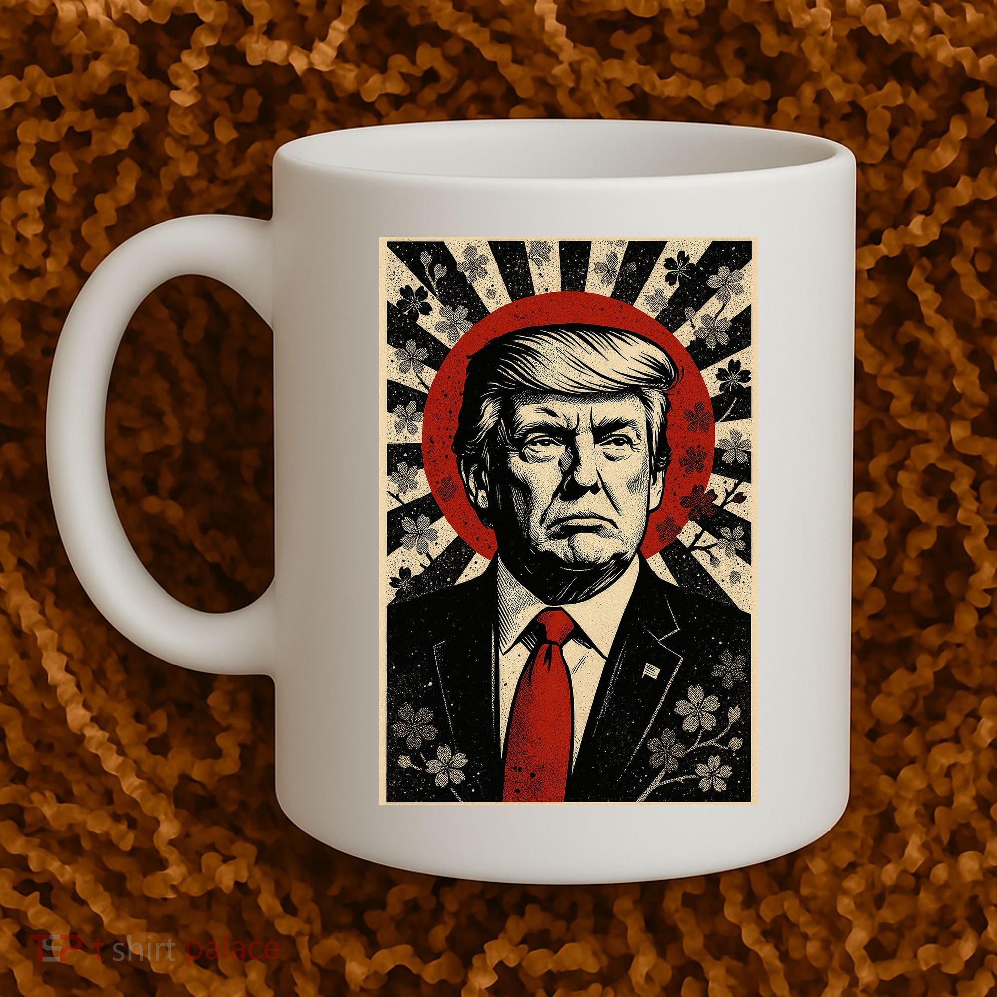 Donald Trump Rising Sun Power Cherry Blossom Propaganda Coffee Mug