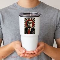 Donald Trump Rising Sun Power Cherry Blossom Propaganda Tumbler thumb 2