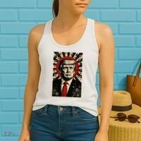 Donald Trump Rising Sun Power Cherry Blossom Propaganda Women's Tank Top thumb 2