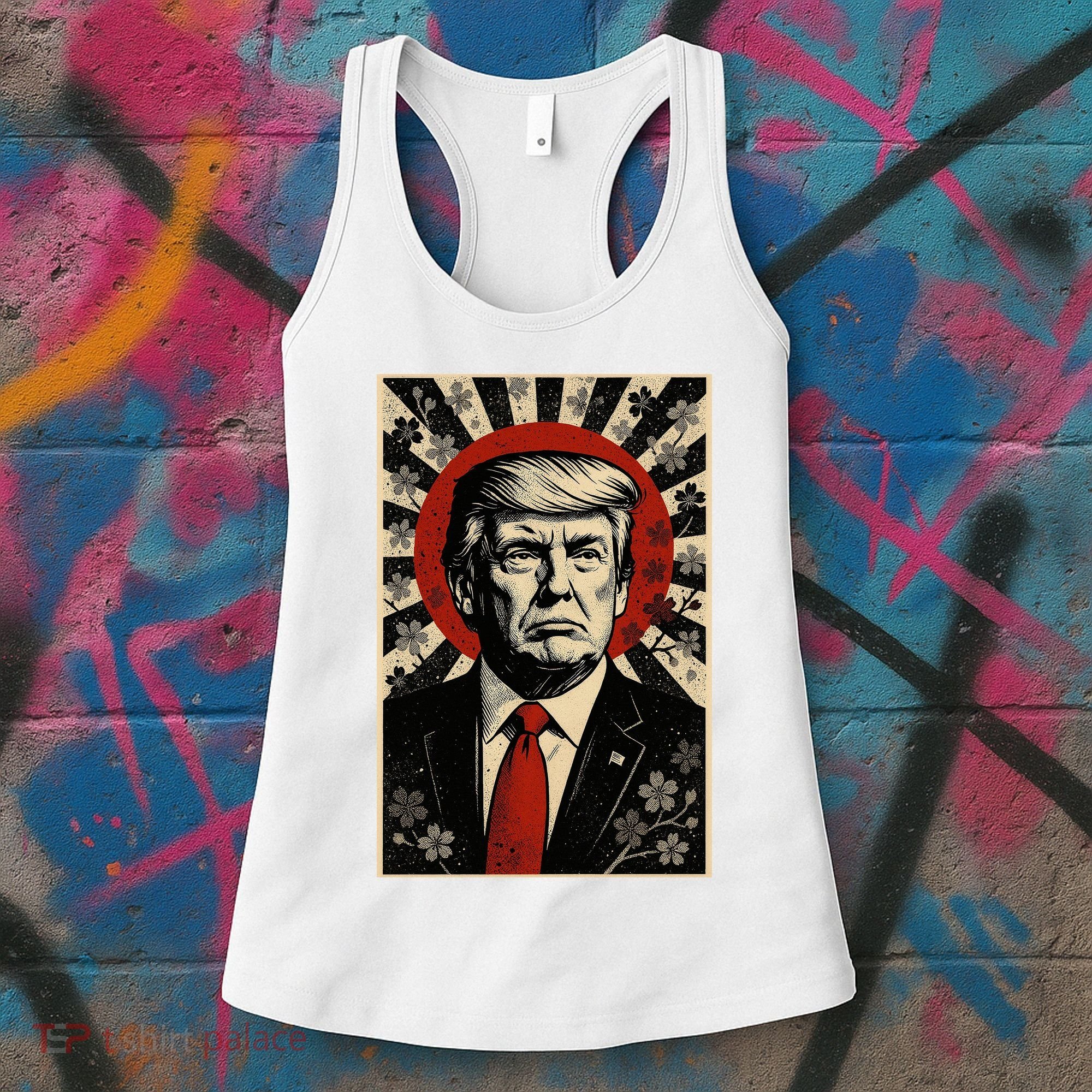 Donald Trump Rising Sun Power Cherry Blossom Propaganda Women's Tank Top