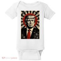 Donald Trump Rising Sun Power Cherry Blossom Propaganda Baby Bodysuit thumb 0