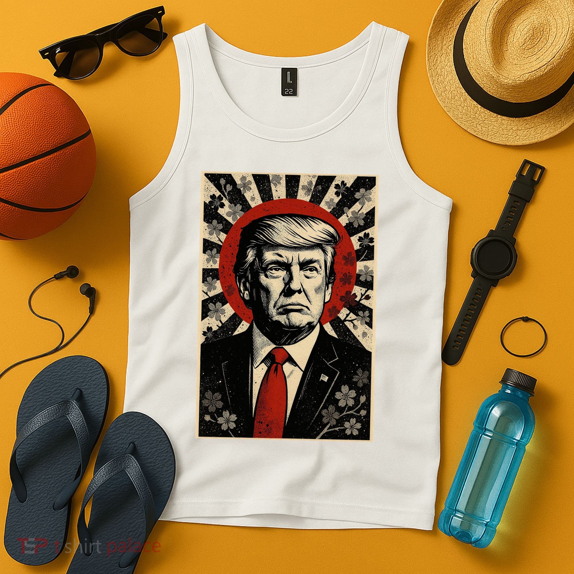 Donald Trump Rising Sun Power Cherry Blossom Propaganda Tank Top