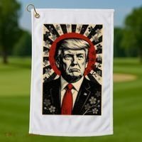 Donald Trump Rising Sun Power Cherry Blossom Propaganda Golf Towel thumb 1