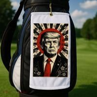 Donald Trump Rising Sun Power Cherry Blossom Propaganda Golf Towel thumb 2