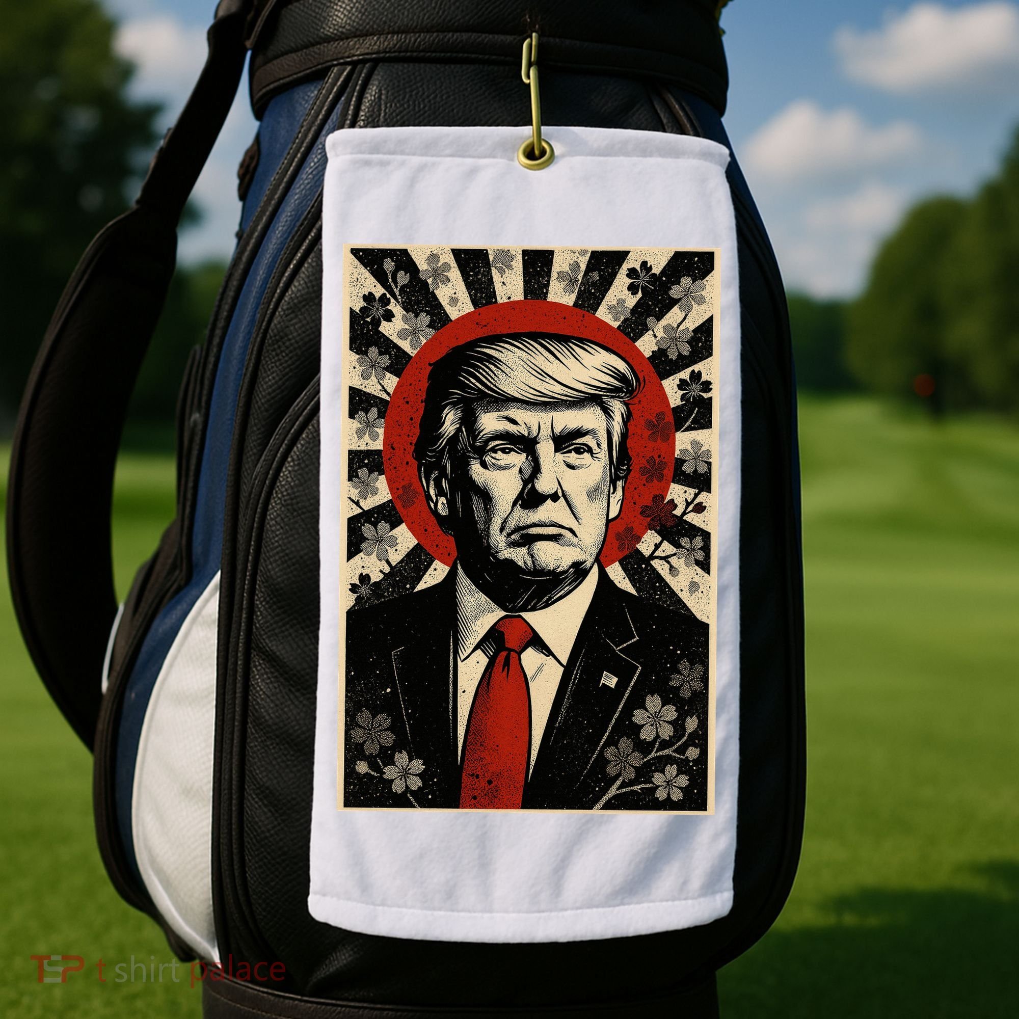 Donald Trump Rising Sun Power Cherry Blossom Propaganda Golf Towel