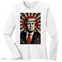 Donald Trump Rising Sun Power Cherry Blossom Propaganda Women's Long Sleeve Shirt thumb 0