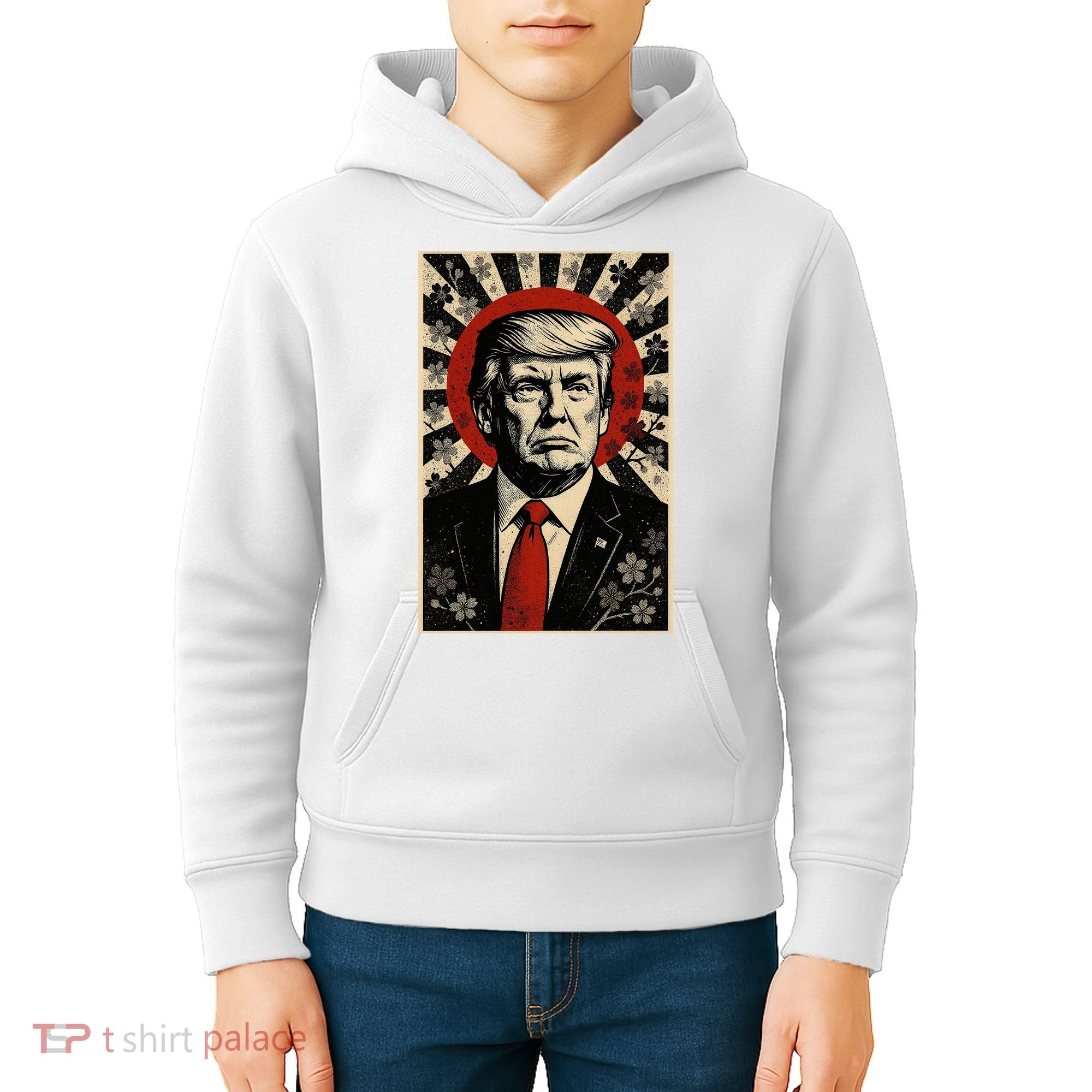 Donald Trump Rising Sun Power Cherry Blossom Propaganda Kids Hoodie
