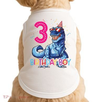 Dinosaur T Rex 3 Year Old 3rd Birthday Doggie Tank