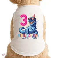 Dinosaur T Rex 3 Year Old 3rd Birthday Doggie Tank thumb 0