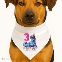Dinosaur T Rex 3 Year Old 3rd Birthday USA-Made Doggie Bandana thumb 1