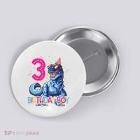 Dinosaur T Rex 3 Year Old 3rd Birthday Button thumb 0