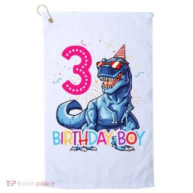 Dinosaur T Rex 3 Year Old 3rd Birthday Golf Towel
