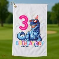 Dinosaur T Rex 3 Year Old 3rd Birthday Golf Towel thumb 1