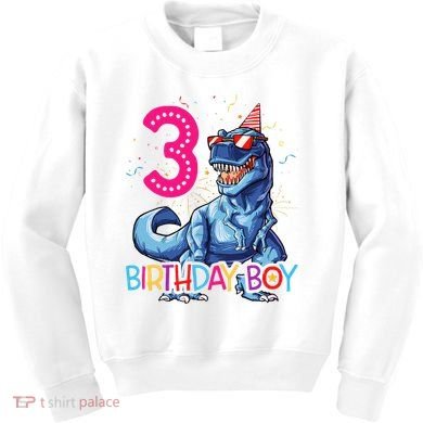 Dinosaur T Rex 3 Year Old 3rd Birthday Kids Sweatshirt