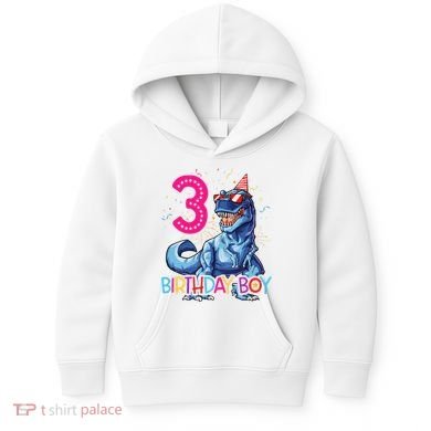 Dinosaur T Rex 3 Year Old 3rd Birthday Kids Hoodie